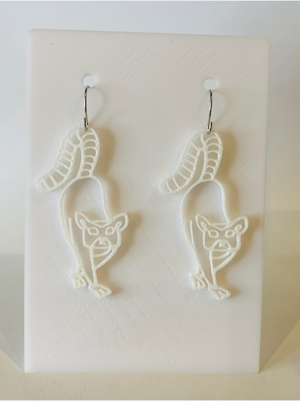 White Lemur Outline Drop Earrings - Women Jewelry